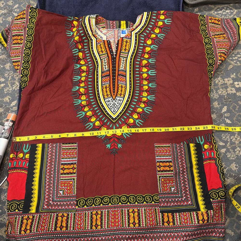 New MAMA & PAPA African Dashiki Shirt Tunic Ethnic Hippie Boho XL Maroon NWOT